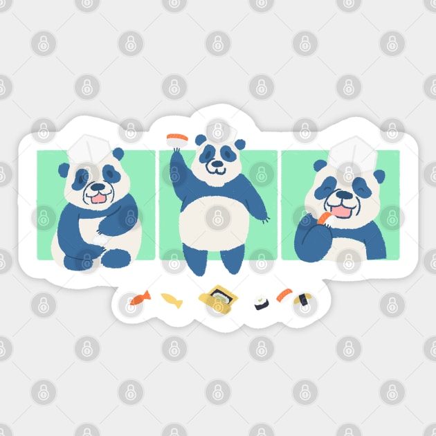 Cute Panda Sushi Chef Drawing illustration Sticker by MariOyama